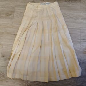 Vintage Jaxsport Pleated Cream and Light Yellow Midi wool Skirt